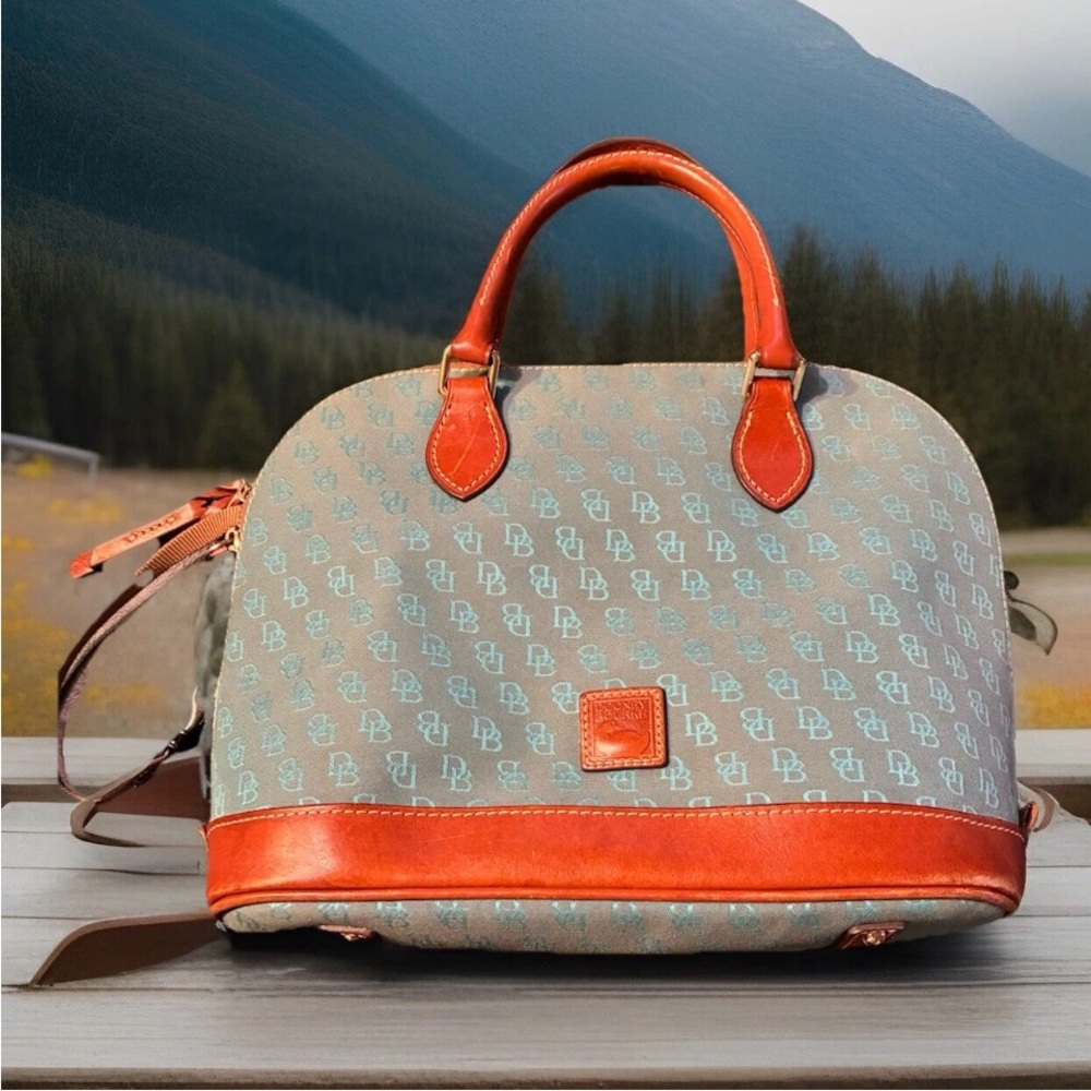 Timeless Women's Satchel Handbag in Light Blue & Orange
